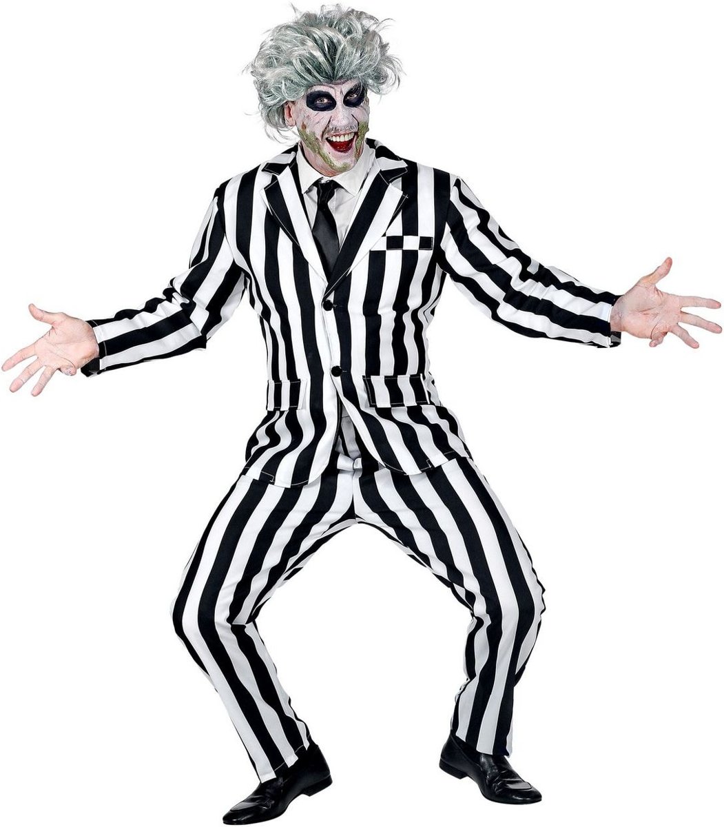 Horror Films Kostuum | Streepjes Beetlejuice Spook | Man | Large | Halloween | Verkleedkleding